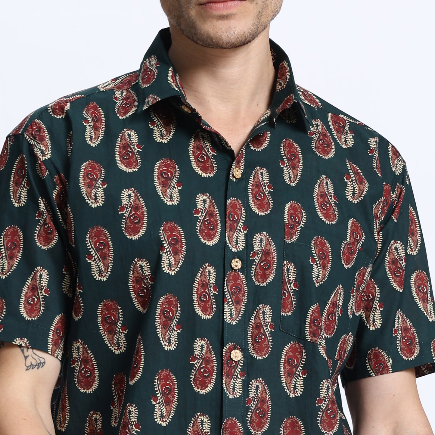 Men's Black Paisley Print Casual Shirt