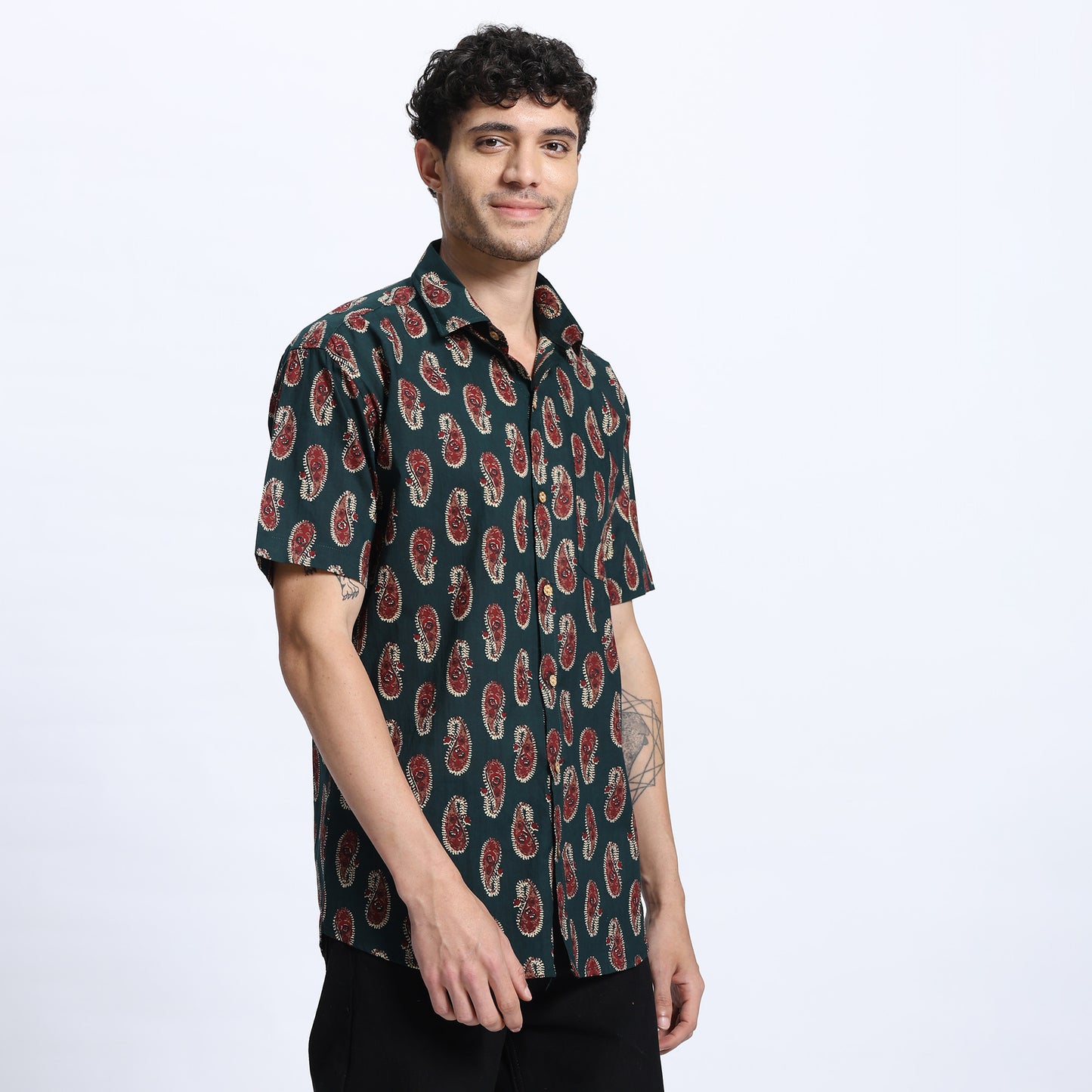 Men's Black Paisley Print Casual Shirt