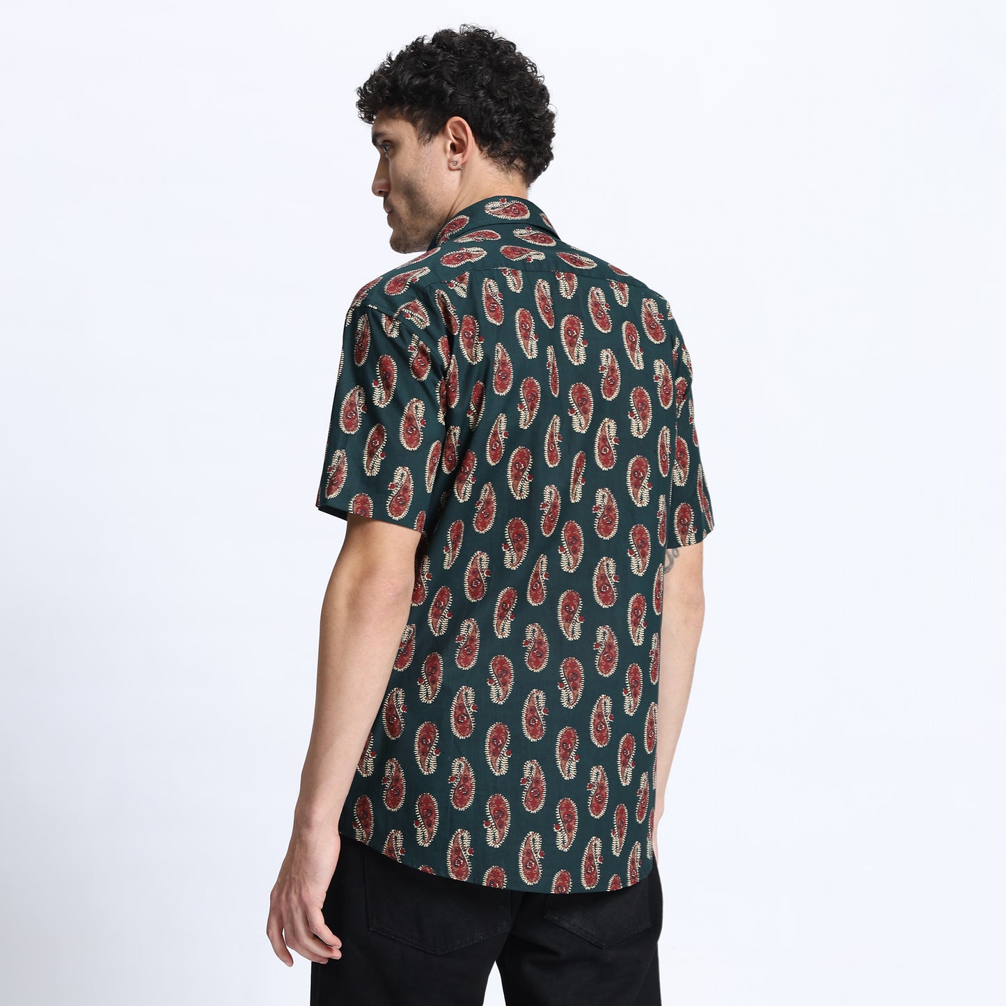 Men's Black Paisley Print Casual Shirt