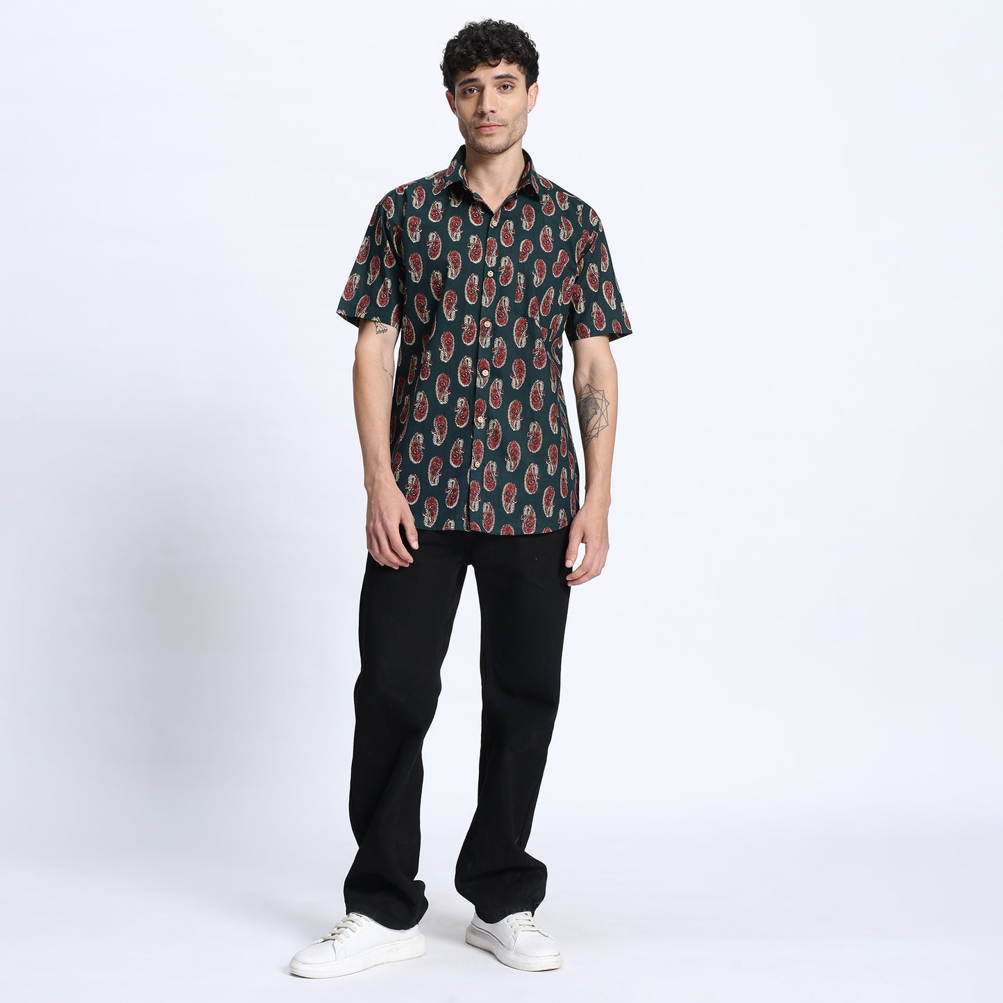 Men's Black Paisley Print Casual Shirt